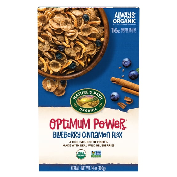 Nature's Path Organic Breakfast Cereal, Optimum Power Blueberry Cinnamon Flax, 14oz Box
