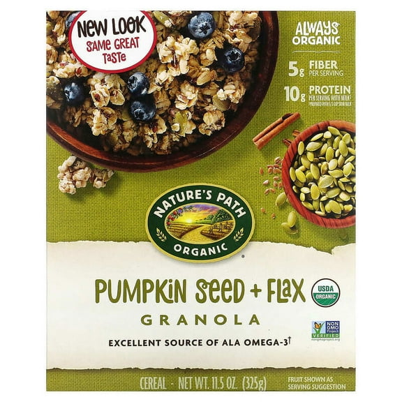 Nature's Path, Organic Pumpkin Seed + Flax Granola, 11.5 oz (325 g) Pack of 4