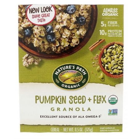 Nature's Path, Organic Pumpkin Seed + Flax Granola Cereal, 11.5 oz(pack of 3)