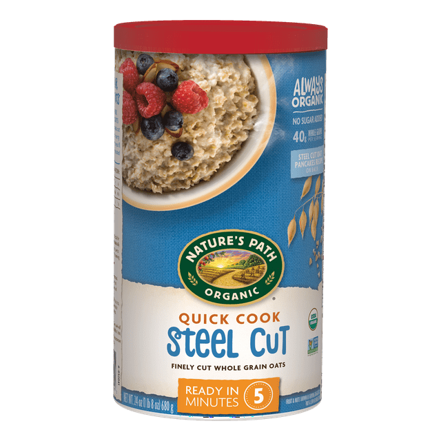 Nature's Path Organic Quick Cook Steel Cut Whole Grain Oats, 24 oz ShelfStable Canister