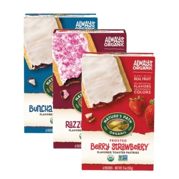 Nature's Path Organic- Strawberry Frosted Toaster Pastries, Raspberry Frosted Toaster Pastries and Blueberry Frosted Toaster Pastries 11oz each