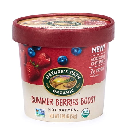 Nature's Path Organic Summer Berries Boost Instant Oatmeal Cup, Non-GMO, Vitamin C Rich, 7g Plant Based Protein, with Omega-3 Rich Chia Seeds, 1.94 Ounce (Pack of 12)