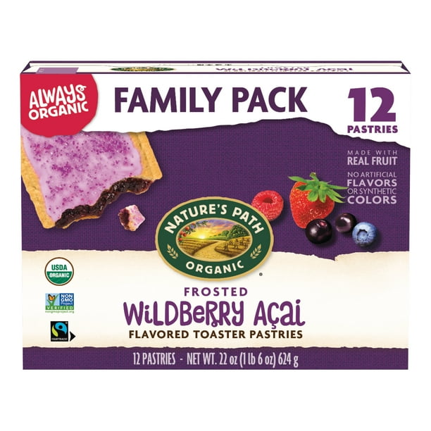 Nature's Path Organic Toaster Pastries, Frosted Wildberry Acai, 12