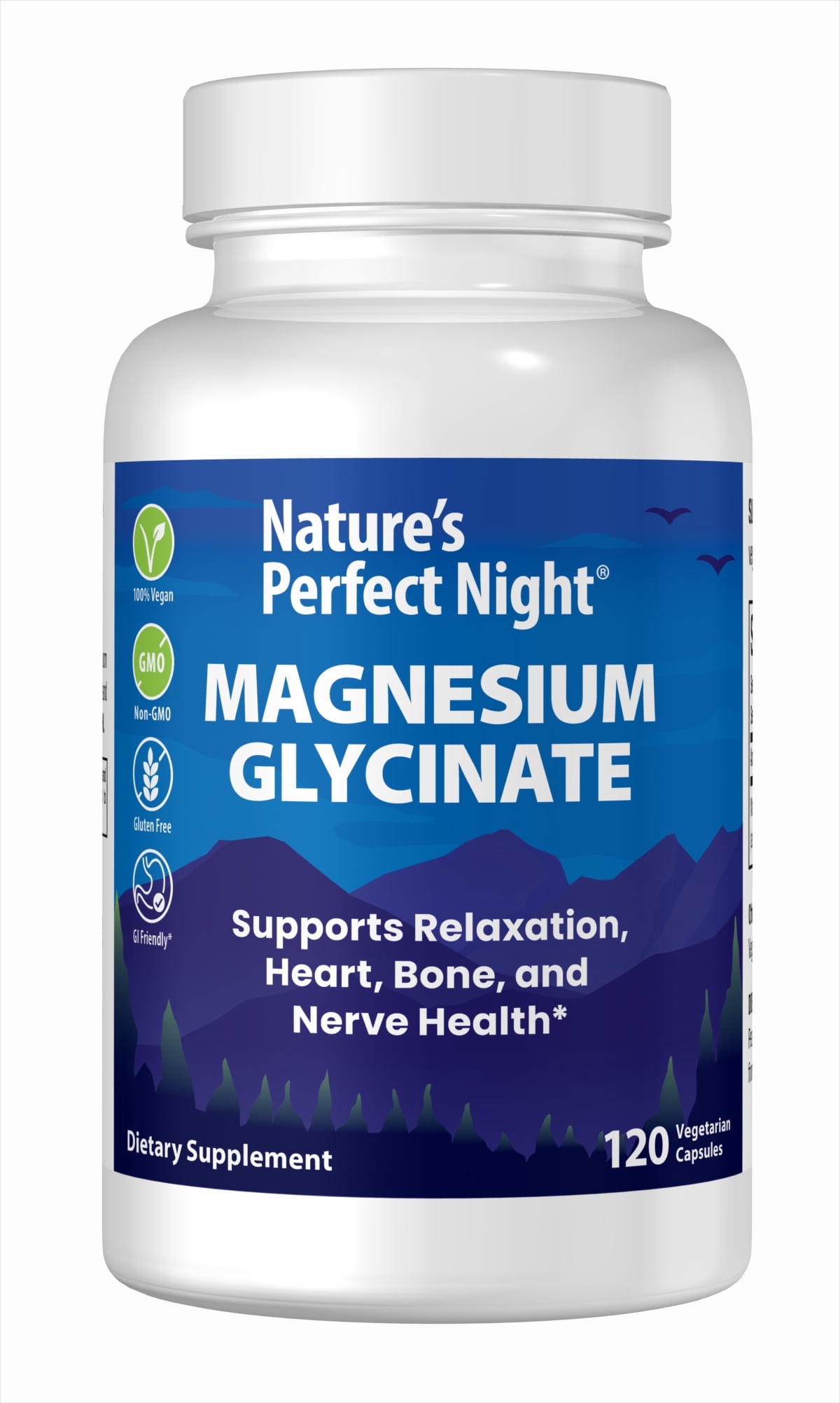 Nature's Perfect Night Magnesium Glycinate Supplement Capsules, 120 Count