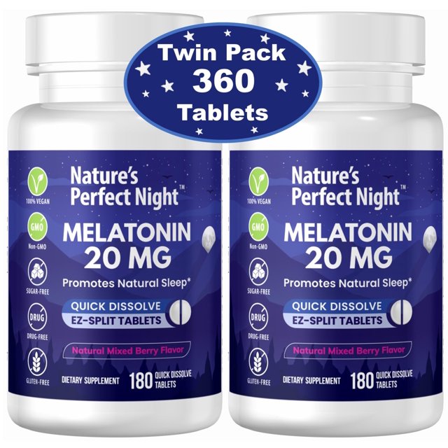 Nature's Perfect Night Melatonin 20mg 180 Quick Dissolve Tablets, 2