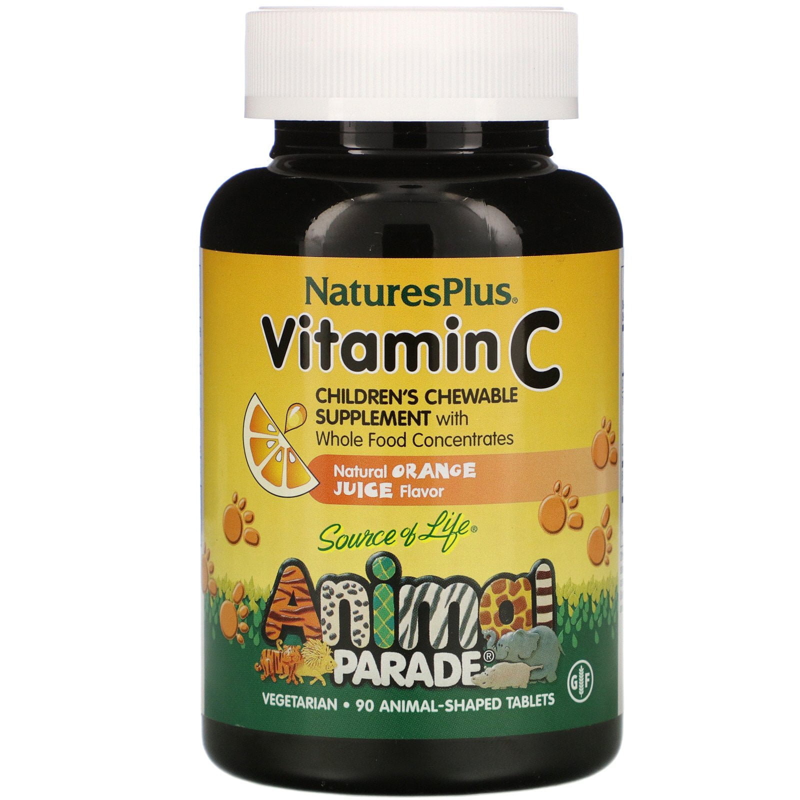 Nature's Plus Animal Parade Vitamin C Orange Juice Flavor Childrens Chewables 90 Chewable