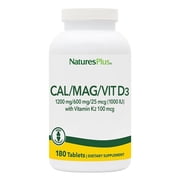 NaturesPlus Calcium/Magnesium/Vitamin D3 with Vitamin K2 - 180 Tablets
