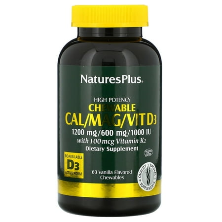 Nature's Plus High Potency Cal/Mag/Vit D3, Vanilla Flavored, 60 Chewables