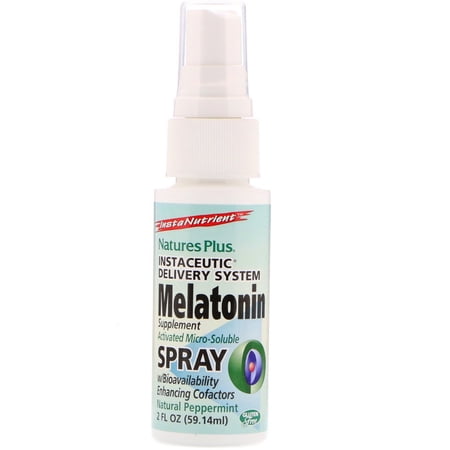 Nature's Plus InstaNutrient, Melatonin Supplement Spray, Natural Peppermint, 2 fl oz (59.14 ml)