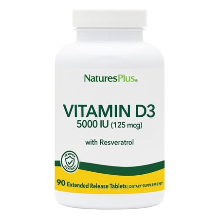 NaturesPlus Vitamin D3 with Resveratrol 5,000 Iu (125 mcg) 90 Tabs
