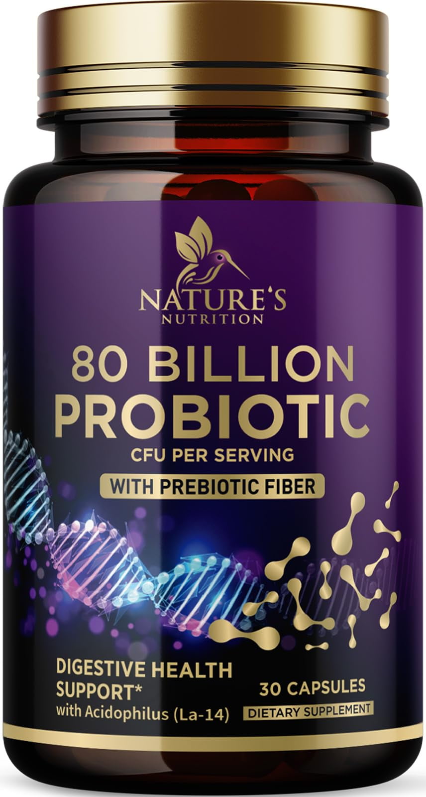 Nature's Probiotics 80 Billion CFU + Prebiotics, Acidophilus Probiotic