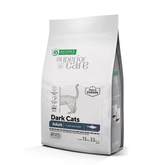 Nature's Protection Superior Care Grain Free Herring Dry Cat Food, Adult Dark Cats, 3.3 lb Bag