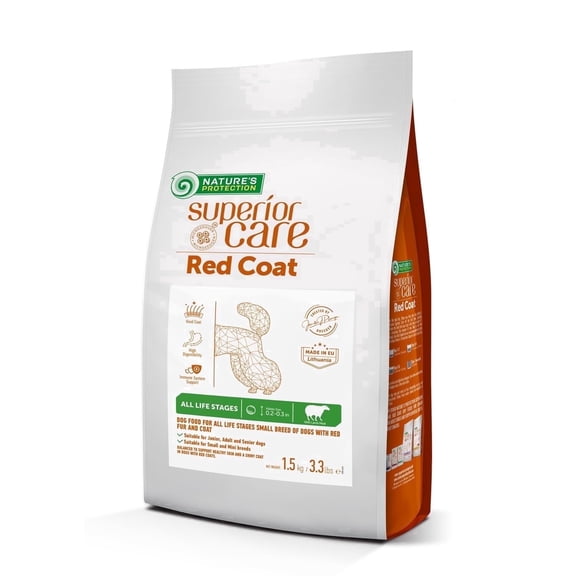 Nature's Protection Superior Care Dry Dog Food, Red Coat, Small All Life Stages, Grain-Free Lamb, 3.3lb
