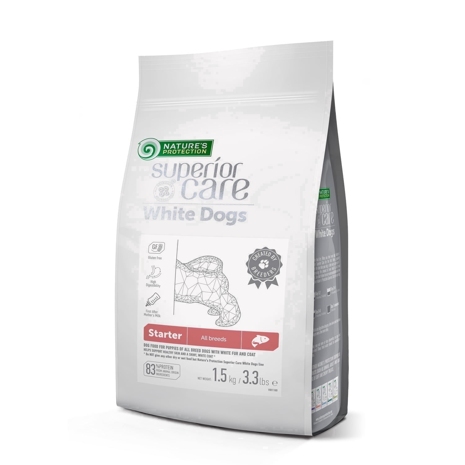 Nature's Protection Superior Care Starter Dry Dog Food, White Coat Puppies, Grain-Free Salmon, 3.3lb