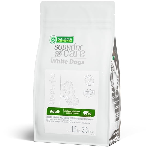 Nature's Protection Superior Care Dry Dog Food, Adult Small White Coat Dogs, Lamb & Rice, 3.3lb