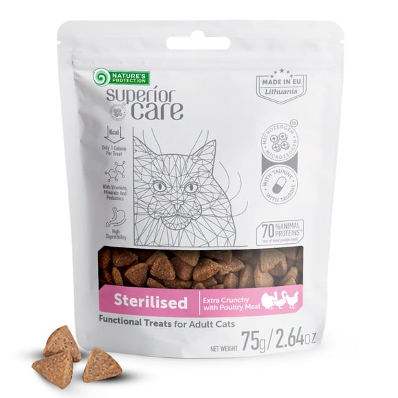 Nature's Protection Superior Care Adult Cat Treats for Sterilized Cats, Extra Crunchy, Poultry, 2.64oz