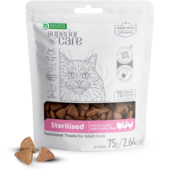 Nature's Protection Superior Care Adult Cat Treats for Sterilized Cats, Extra Crunchy, Poultry, 2.64oz