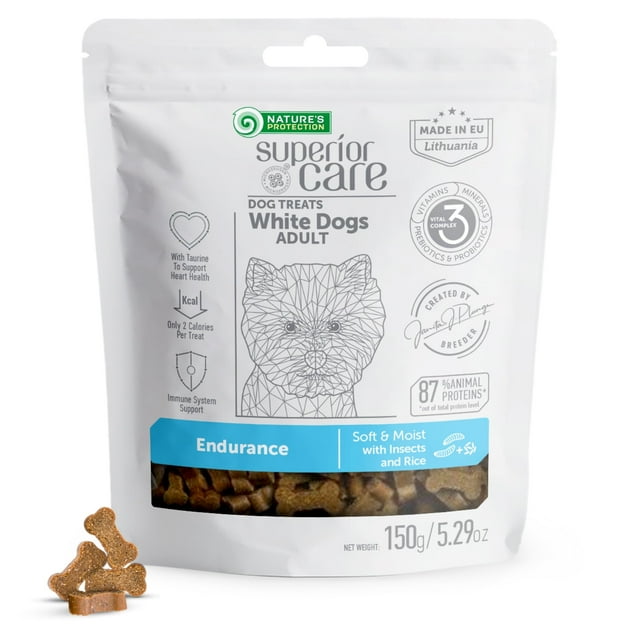 Nature's Protection Superior Care White Dogs Endurance Treats with Insects & Rice for Adult All Breeds Dogs 5.29 oz