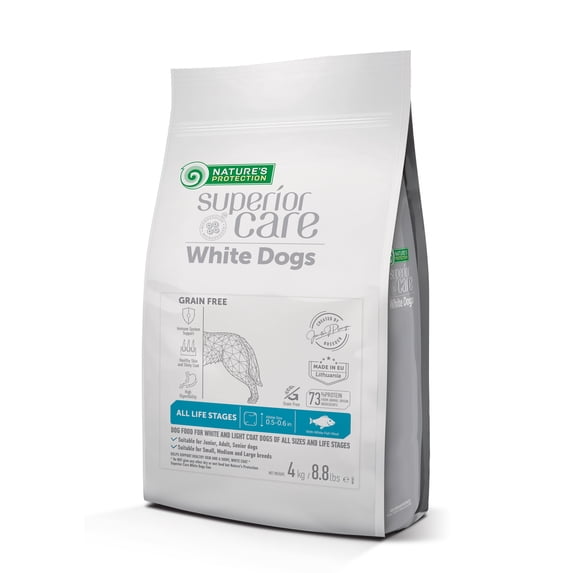 Nature's Protection Superior Care Dry Dog Food, White Coat, All Life Stages, Grain-Free White Fish, 8.8lb