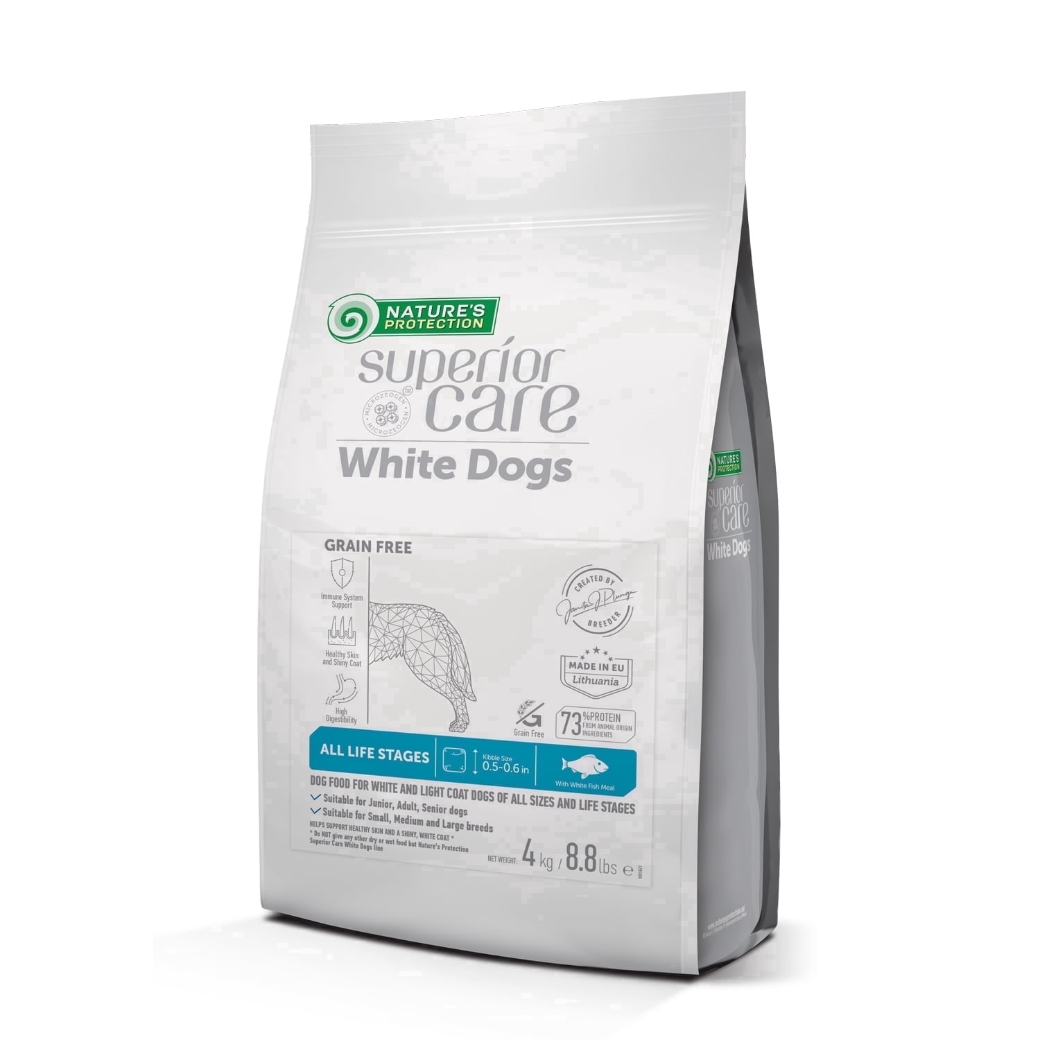 Nature's Protection Superior Care Dry Dog Food, White Coat, All Life Stages, Grain-Free White Fish, 8.8lb
