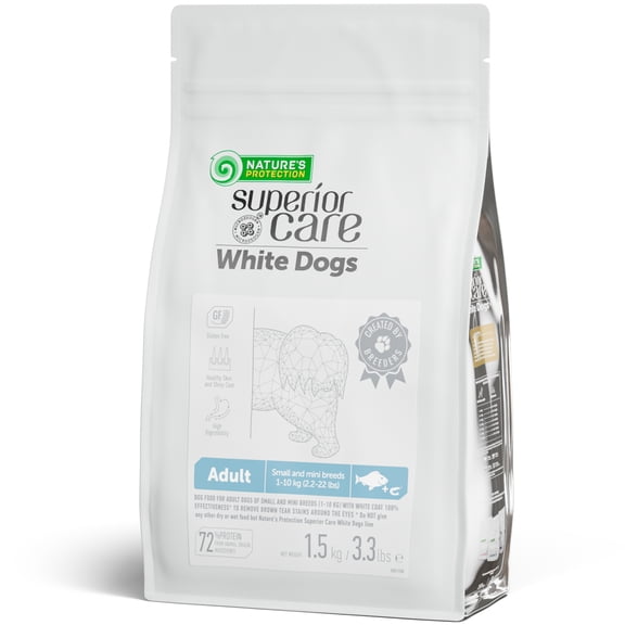 Nature's Protection Superior Care Dry Dog Food, Adult Small White Coat Dogs, Grain-Free White Fish, 3.3lb