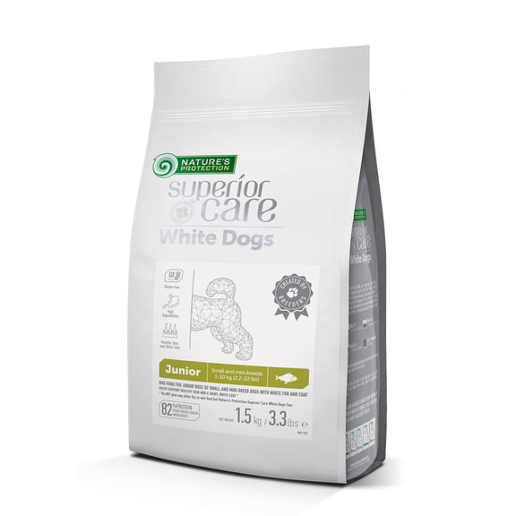 Nature's Protection Superior Care Dry Dog Food, Small White Coat Puppies, Grain-Free White Fish, 3.3lb