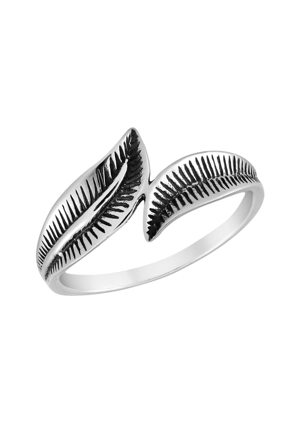 Nature's Pure Double Leaves Wrap Sterling Silver Band Ring-9