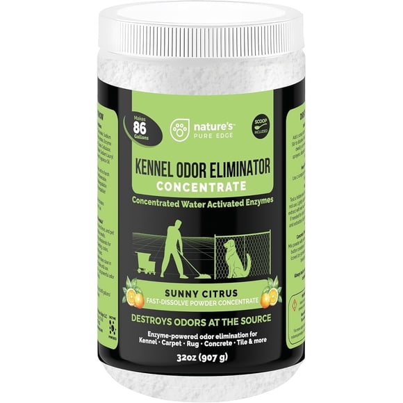 Nature's Pure Edge Enzyme Powder Concentrate Makes 86 Gallons - Professional Use for Kennel and Pet Odor Elimination - Removes Urine Poop from Carpets Floors - Sunny Citrus