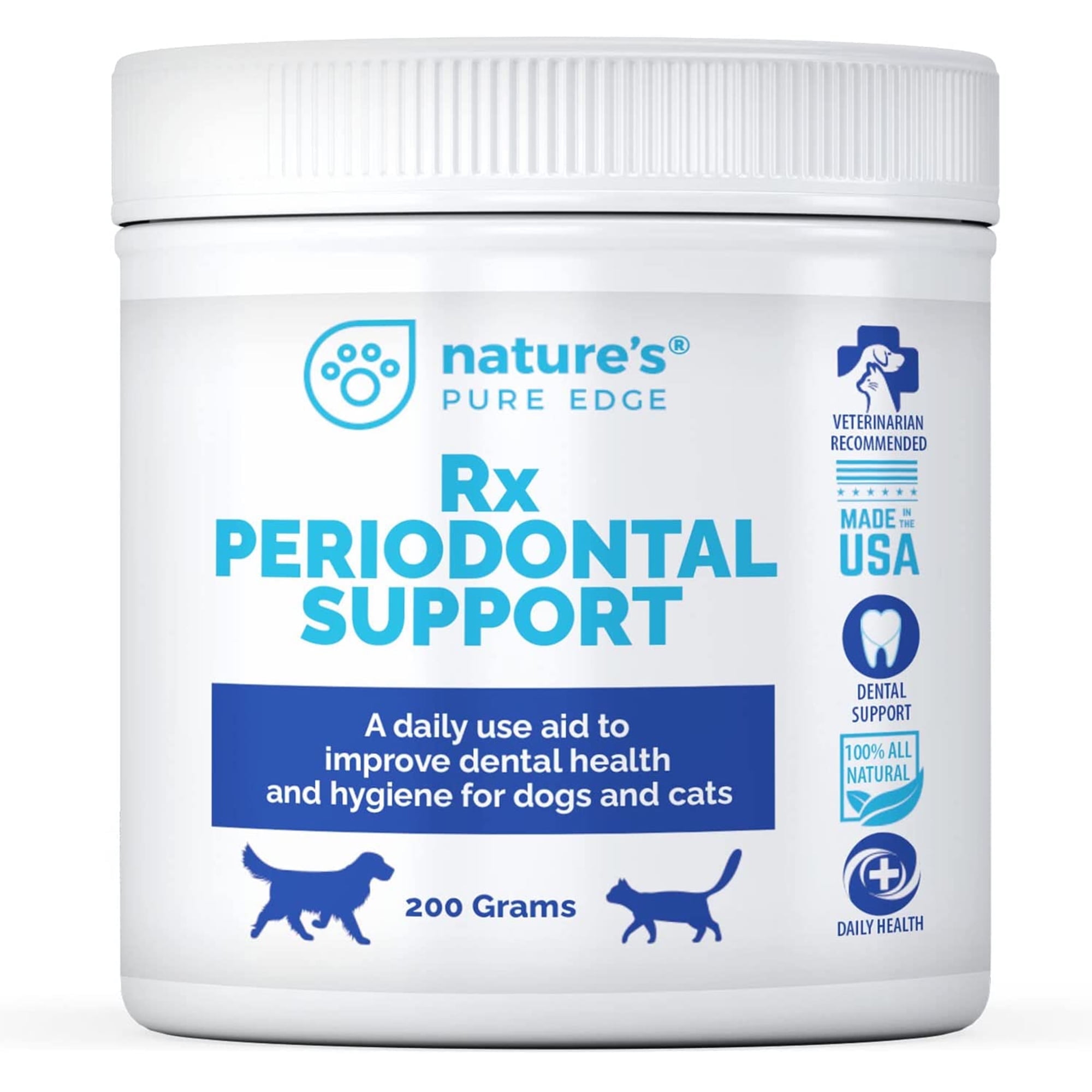 Nature's Pure Edge Periodontal Support Oral Care Dental Care Powder for Cats \u0026 Dogs, 200g