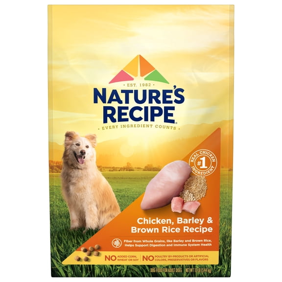 Nature's Recipe Chicken, Barley & Brown Rice Adult Dry Dog Food, 12 lb Bag