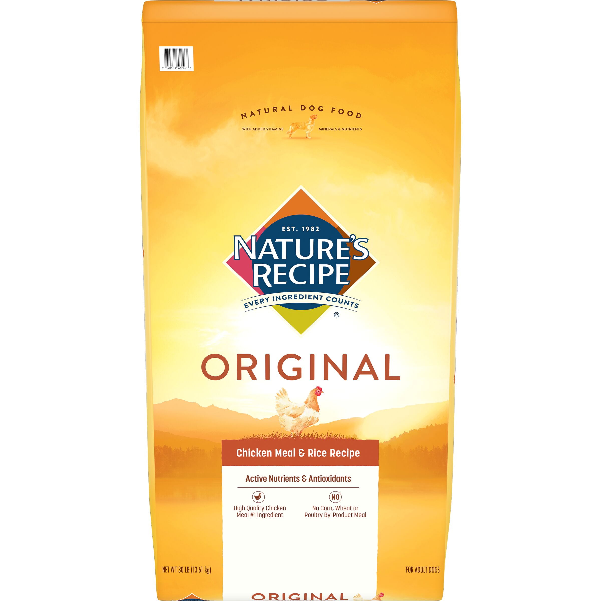 Nature's Recipe Chicken Meal & Rice Recipe Dry Dog Food for Adult Dogs, 30 Pounds