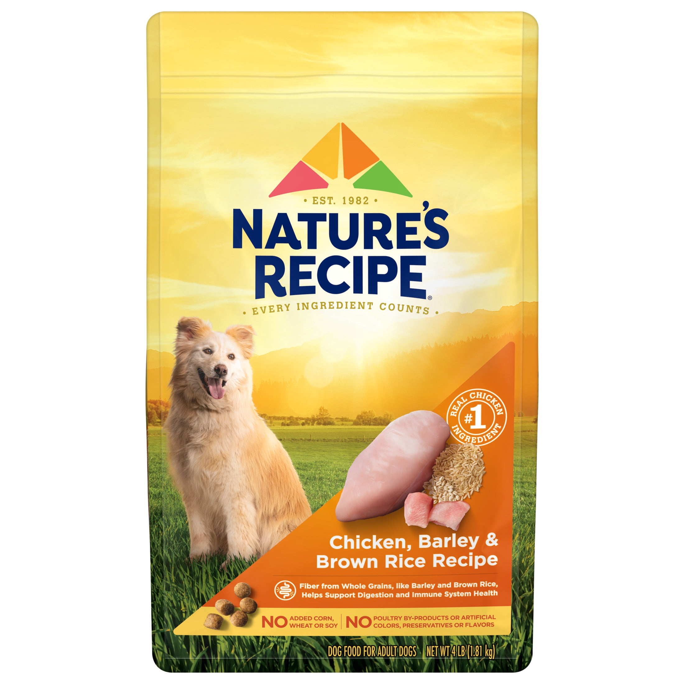 Nature's Recipe Chicken, Barley & Brown Rice Adult Dry Dog Food, 4 lb Bag