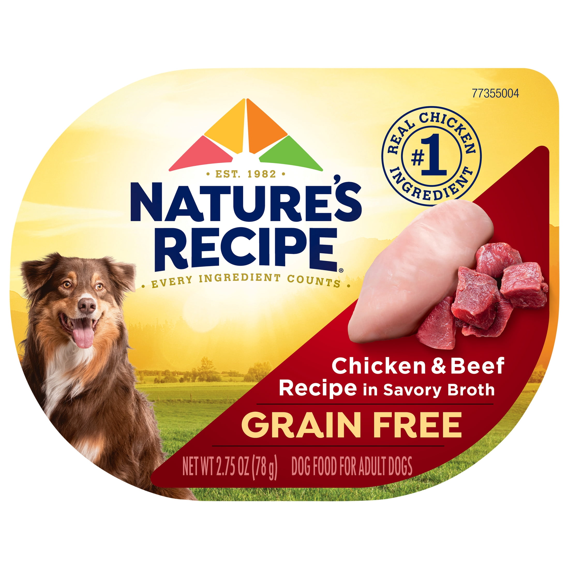 Nature's Recipe Grain Free Chicken & Beef in Savory Broth Wet Dog Food, 2.75 oz Cup
