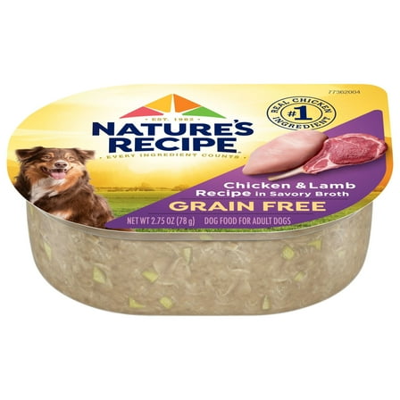 Nature’s Recipe Grain Free Chicken & Lamb Recipe in Savory Broth Wet Dog Food, 2.75 oz. Cup