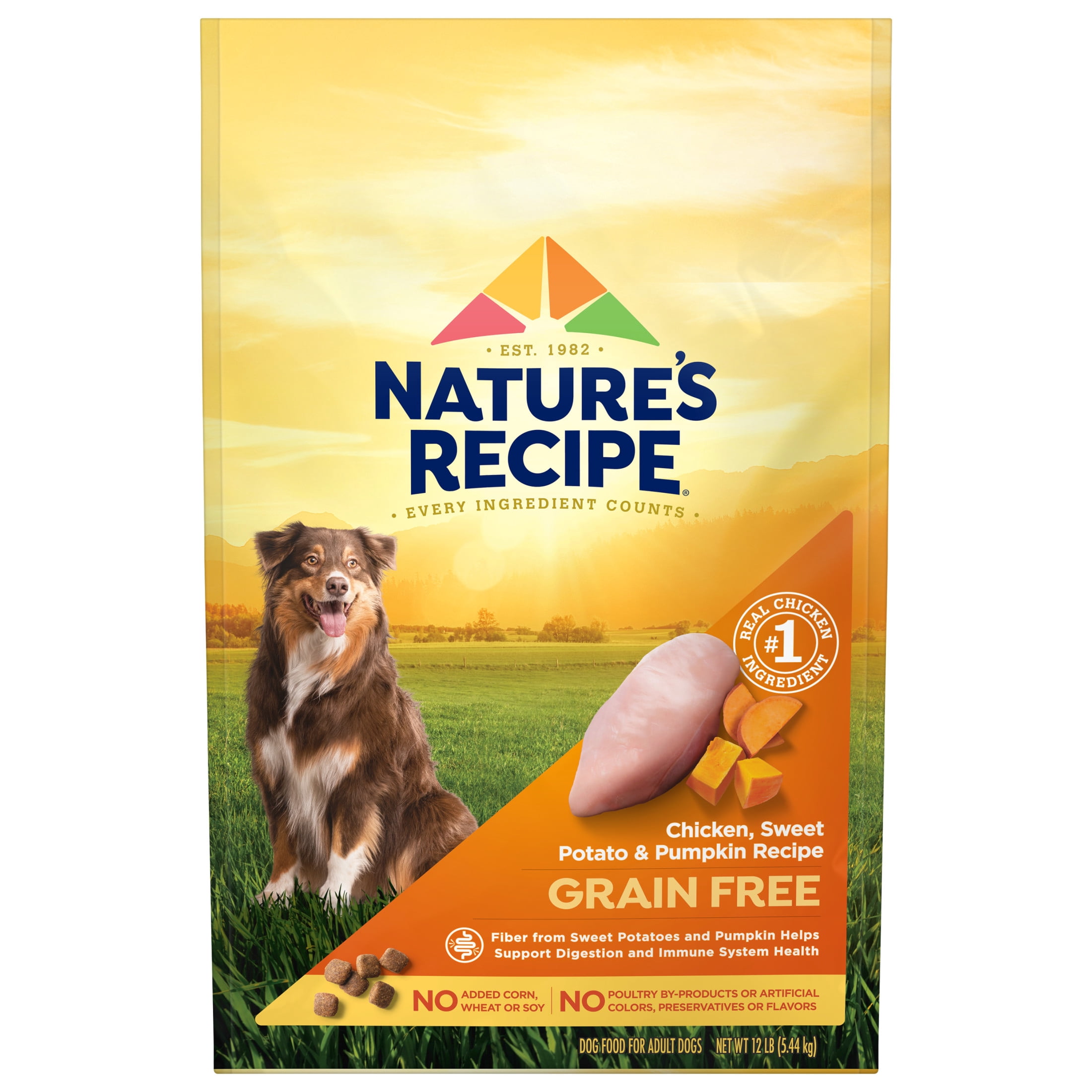 Nature's Recipe Grain Free Chicken, Sweet Potato & Pumpkin Dry Dog Food, 12 lb Bag