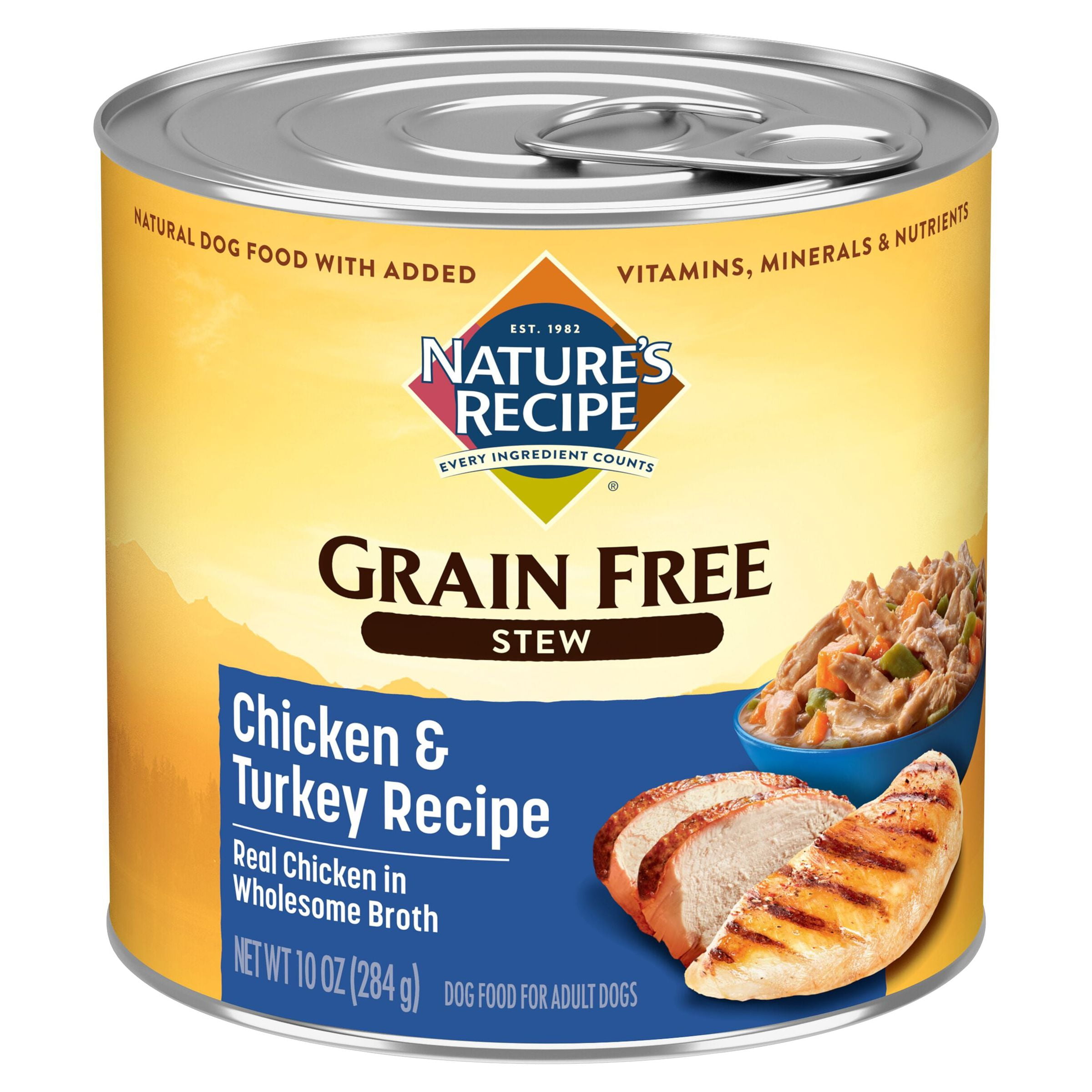Nature's Recipe Grain Free Chicken & Turkey Stew Wet Dog Food, 10-Ounce