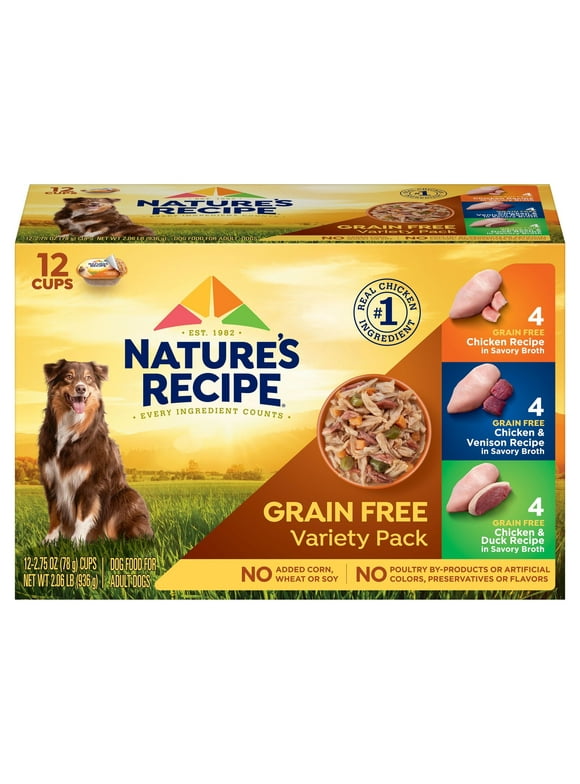Nature's Recipe Grain Free Chicken Variety Pack Wet Dog Food, 2.75 Ounces (Pack of 12)