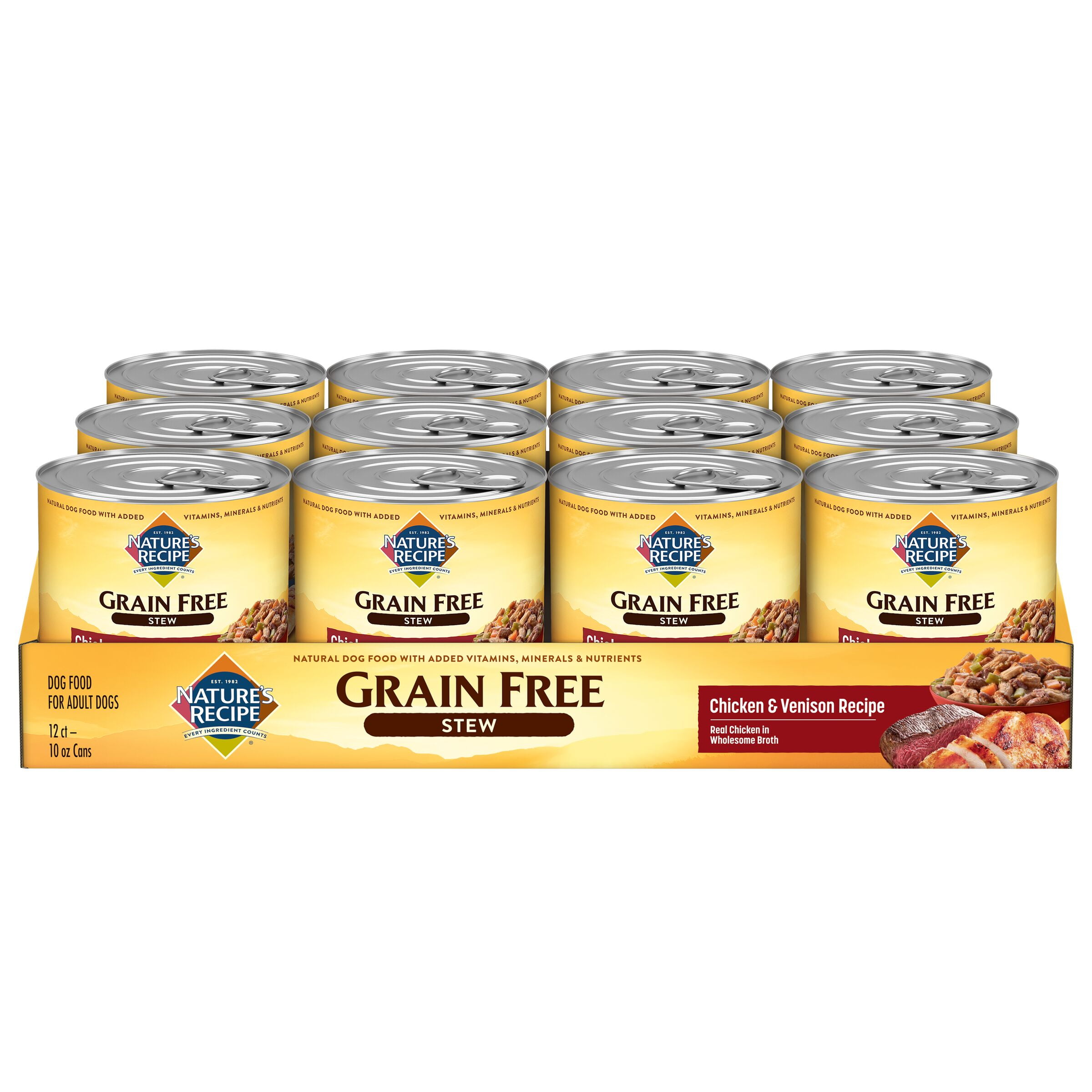 Nature's Recipe Grain Free Chicken & Venison Stew Wet Dog Food, 10