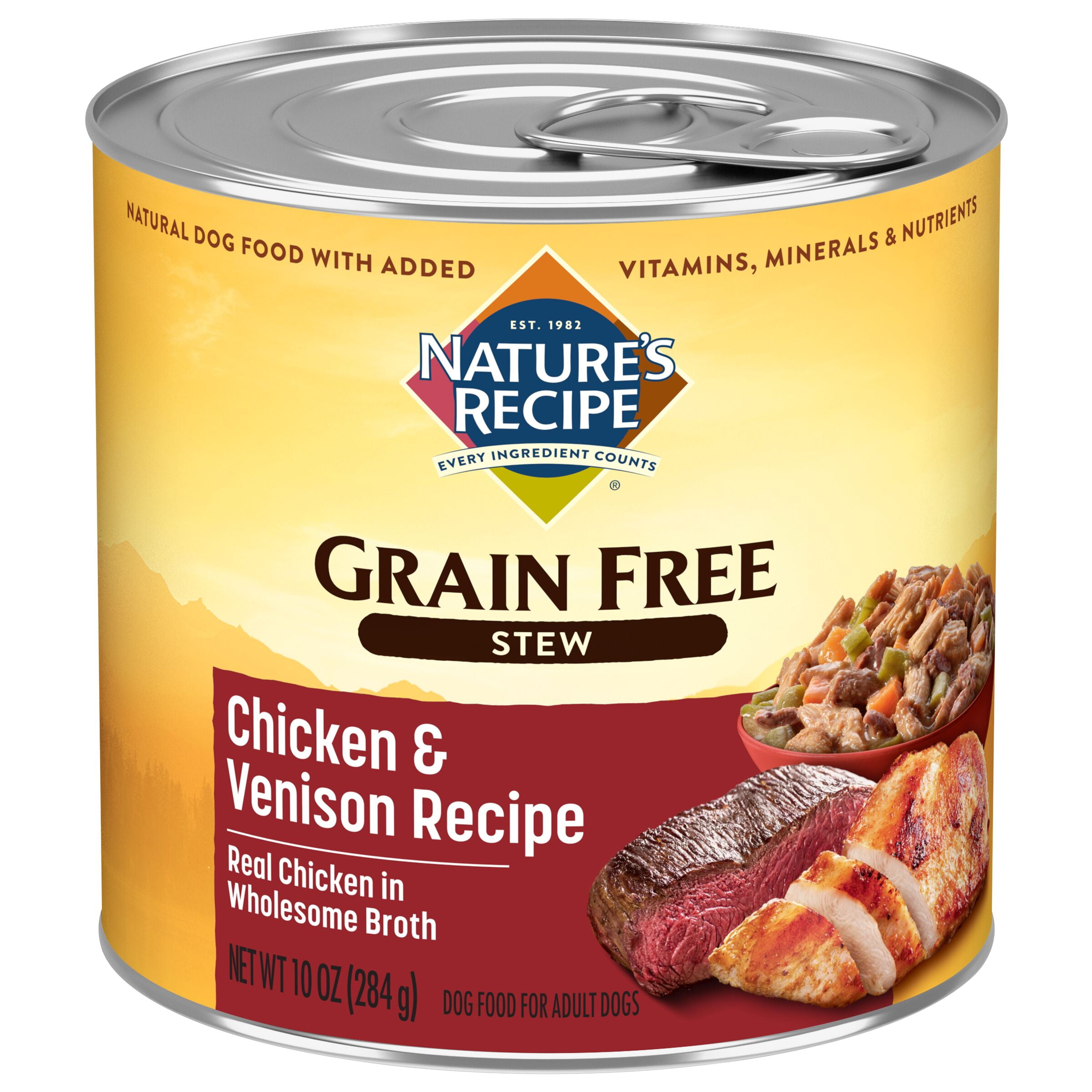 Nature's Recipe Grain Free Chicken & Venison Stew Wet Dog Food, 10