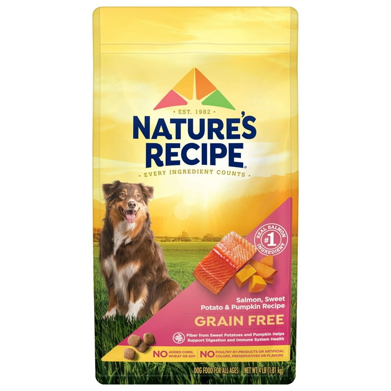 Nature s Recipe Grain Free Salmon Sweet Potato Pumpkin Recipe Dry Dog Food 4 lb. Bag Walmart