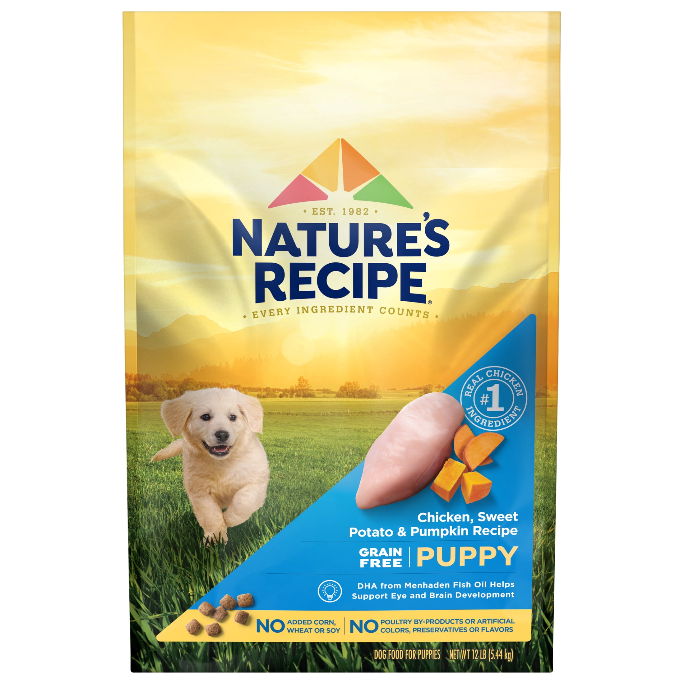 Nature's Recipe Grain Free Puppy Dry Dog Food Chicken, Sweet Potato & Pumpkin, 12 lb Bag
