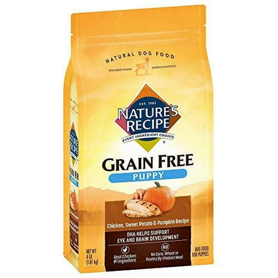 Nature's Recipe Grain Free, Puppy, Dry Dog Food, Chicken, Sweet Potato & Pumpkin Recipe. Dry