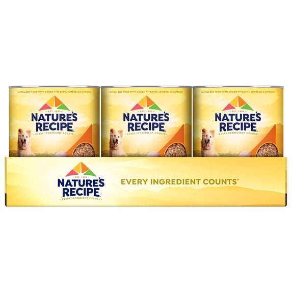 Nature’s Recipe Ground Chicken, Rice & Barley Recipe Wet Dog Food, 13.2 oz. Cans, 12 Count