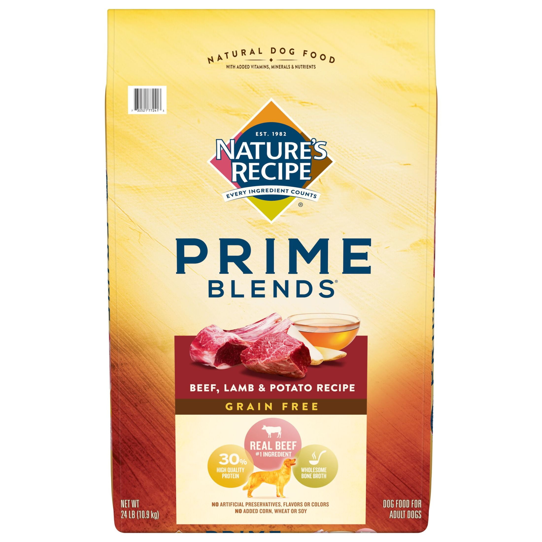 Nature’s Recipe Prime Blends Grain Free Beef, Lamb & Potato Recipe, Dry Dog Food, 24 Pounds (Packaging May Vary)