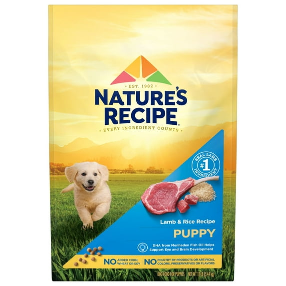 Nature’s Recipe Puppy Food, Lamb & Rice Flavor Recipe, Dry Dog Food 12 lb Bag