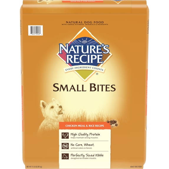 Nature's Recipe Small Bites Chicken Meal & Rice Recipe Dry Dog Food, 15 Pounds