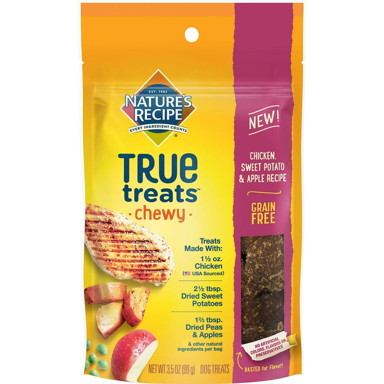 Nature s Recipe True Treats with Chicken Sweet Potato and Apple Grain Free Natural Chewy Dog Treats 3.5 Ounce Bag