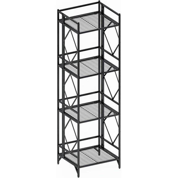 Nature's Rhythm 4-Tier Metal Storage Rack, Basement Storage Room Closet Shelving Utility Shelf Adjustable Garage Shelving Metal Shelving Unit (12.84 x 11.27 x 44.80inch, Black)