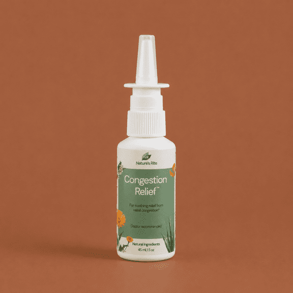 Nature's Rite Congestion Relief Nasal Spray for Sinus & Allergy Support, 1.5 oz (45 mL) Non-Addictive, Natural Formula