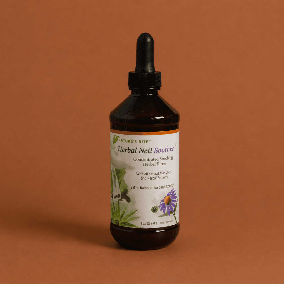 Nature’s Rite Herbal Neti Soother, 8oz Nasal Rinse Concentrate with Aloe Vera & Herbal Extracts, Saline-Balanced Formula